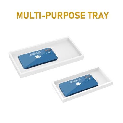 Bathroom Counter Tray,EG-SIPRO High-Grade Thickened Silicone Bathroom Vanity Tray,Shatterproof Durable Rectangle Bathroom Soap Dispenser Tray for Bathroom Countertop,White,Small+Large (EGTRAY) - color: White, size: 7.8" x 3.9" x 0.8" + 10.6" x 5.1" x 0.8"