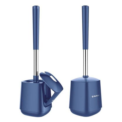SetSail Toilet Brush and Holder, Self Closing Lid Toilet Bowl Brushes Holder and Extra Long Handle Ventilated Toilet Brush Set for Bathroom Cleaning, Nylon Bristles, 2 Packs-Dark & Blue - color: Dark Blue, size: 2 packs