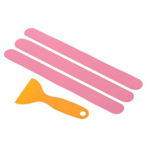 PATIKIL Non Slip Bathtub Stickers 8 x 0.8 Inch, 12 Pack Safety Shower Treads Adhesive Decal Square with Scraper for Stairs Tub Shower, Pink - color: Pink, size: 8 x 0.8"