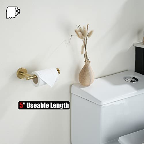 JQK Gold Toilet Paper Holder, 5 Inch Tissue Paper Dispenser, 304 Stainless Steel Thick 0.8mm Wall Mount, Brushed Brass, 2 Pack, TPH120-BG-P2 - color: Gold, size: Knob(2 Pack)