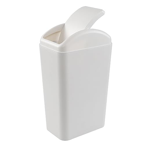 Cand 14 L Small Plastic Garbage Can, Slim Swing Lid Trash Bins, Light Grey - color: Grey