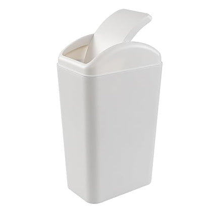 Cand 14 L Small Plastic Garbage Can, Slim Swing Lid Trash Bins, Light Grey - color: Grey