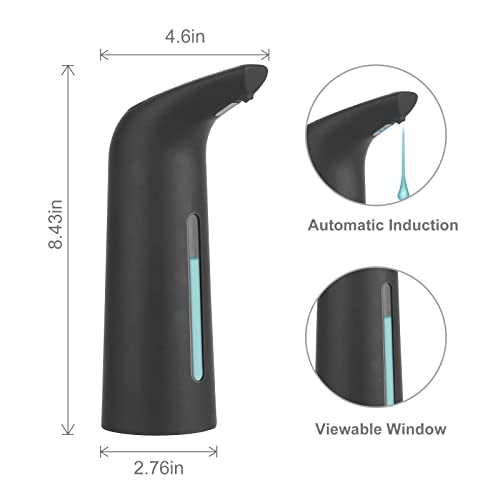 Automatic Soap Dispenser Touchless 400 mL Black | Automatic Sensing Battery Powered IPX6 Waterproof Suitable for Home and Commercial Use - color: Black