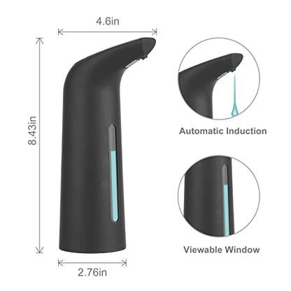 Automatic Soap Dispenser Touchless 400 mL Black | Automatic Sensing Battery Powered IPX6 Waterproof Suitable for Home and Commercial Use - color: Black