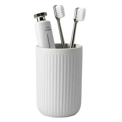 BosilunLife Ceramic Toothbrush Holder - 12oz Bathroom Toothbrush Holder Light Grey Tooth Brush Holders Tumbler Cups Reusable Toothbrush Mouthwash Cup Small Toothbrush and Toothpaste Holder - color: Grey-vsc, size: striped-cylinder