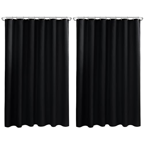 Nasitos Fabric Shower Curtain Liners with Magnets 2 Pack 70X72 Inch White | Washable & Water Resistant Lighweight Cloth Shower Liner for Bathroom, Soft Hotel Quality, Standard Size - color: Black, size: 72"W x 84"L (Pack of 2)