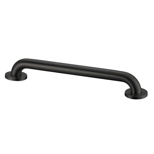 Stardrix 18-Inch ADA Compliant Grab Bar, 1.5" Diameter, Concealed Mounting Flanges, Handicap Friendly, Commercial & Residential Bathrooms, Matte Black Stainless Steel - color: Matte Black, size: 18"