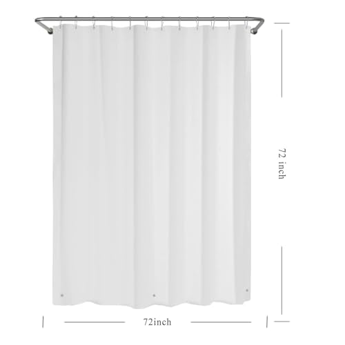 TIKABC Shower Curtain Liner, 4G PEVA Shower Liner, Plastic Waterproof Shower Curtains, with Grommet Holes and 3 Magnetic Weights(White) - color: White