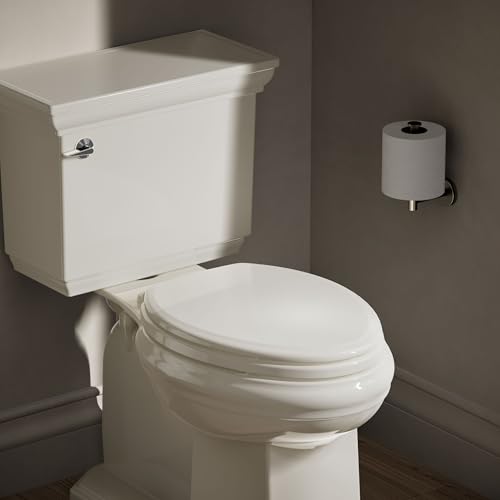 KOHLER 20454-96 Ridgewood Elongated Soft Close Toilet Seat, Quiet Close, Wood Toilet Seat, Home Essentials, Biscuit - color: Biscuit