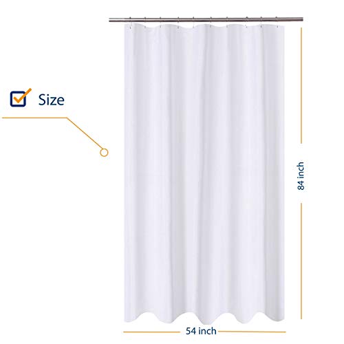N&Y HOME Extra Long Stall Shower Curtain Liner Fabric 54 x 84 inch, White | Hotel Quality, Bottom Magnets, Machine Washable, Water Repellent, 54x84 Bathroom Curtain with Grommets - color: White, size: 54"W x 84"L (Pack of 1)