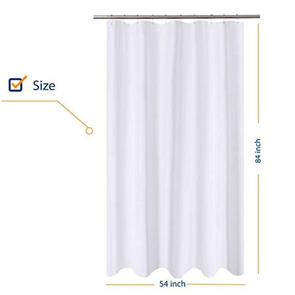 N&Y HOME Extra Long Stall Shower Curtain Liner Fabric 54 x 84 inch, White | Hotel Quality, Bottom Magnets, Machine Washable, Water Repellent, 54x84 Bathroom Curtain with Grommets - color: White, size: 54"W x 84"L (Pack of 1)