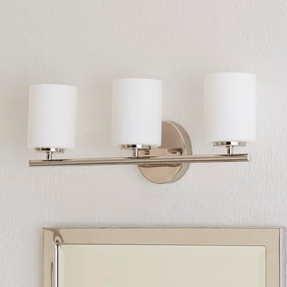 Progress Lighting 3-Light Etched Glass Modern Bath Vanity Light, Replay Collection , Indoor, P2159-104, Polished Nickel - color: Polished Nickel, size: 3-Light