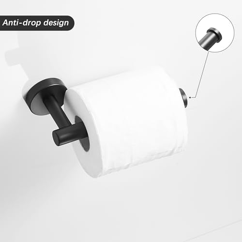 Leyden Matte Black Toilet Paper Holder and Hand Towel Holder, 2 Pieces Bathroom Hardware Accessories Set, SUS304 Stainless Steel Sturdy Wall Mount Toilet Paper Roll Holder and Towel Rack - color: Black Round Bottom