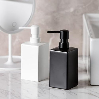 Lotion Dispenser Matte Soap Dispenser Ceramic Lotion for Bathroom Countertop Dish Soap Pump - color: Matte White, size: Square