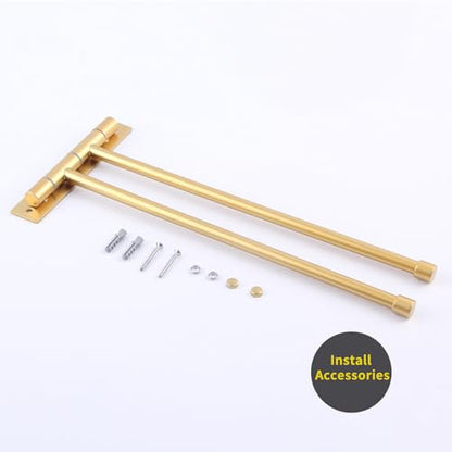 GERZWY Bathroom Swing Arm Towel Bars 2-Arm Wall Mount Stainless Steel Bath Towel Rack Hanger Towel Holder Organizer Gold Finished HYG02-BE - color: Gold