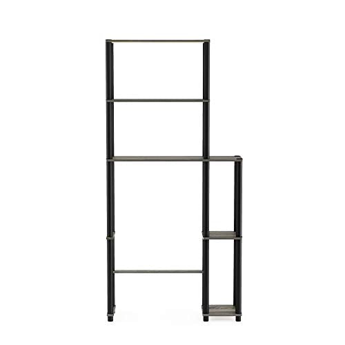Furinno Turn-N-Tube Over The Toilet Storage, 5 Shelves Bathroom Organizer Space Saver Rack, French Oak Grey/Black - color: French Oak/Black, style: Side Rack