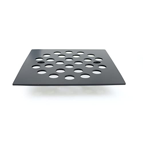 4-1/4 Inch Screw-in Square Floor Drain Cover Replacement Shower Grates with Screws (Black) - color: Black