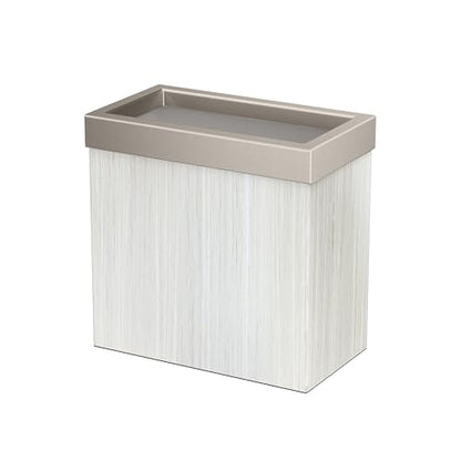 Gatco Small Bathroom Trash Can with Lid, Rectangle 3 Gallon Wastebasket, Under Sink, White Oak with Satin Nickel, for Bathroom, Bedroom, Office (1943SN) - color: White Oak / Satin Nicke Lid