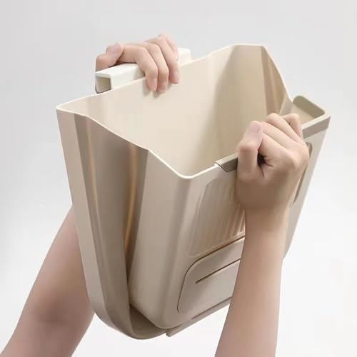 Foldable Wall Mounted Trash Bin Hanging Kitchen Bathroom Garbage Bin Space Saving Large Capacity Waste Can Modern Design Hanging Kitchen Garbage - color: Light Grey, size: E