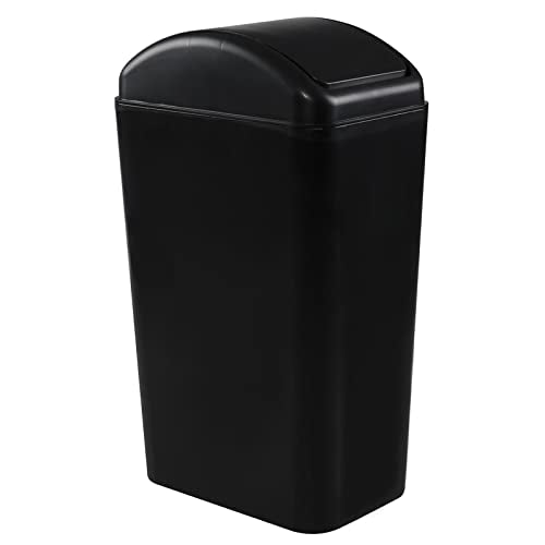 Cand 14 L/ 3.2 Gallon Small Plastic Trash Can, Slim Swing Lid Garbage Bins | Black - color: Black