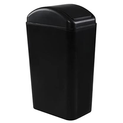 Cand 14 L/ 3.2 Gallon Small Plastic Trash Can, Slim Swing Lid Garbage Bins | Black - color: Black
