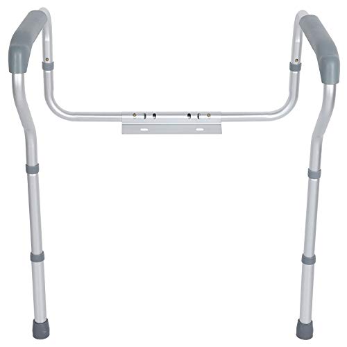Luocute Toilet Safety Rail, Toilet Safety Frame Adjustable Height & Width Aluminum Alloy Supports 220lb with Non Slip Handles for Elderly Disabled