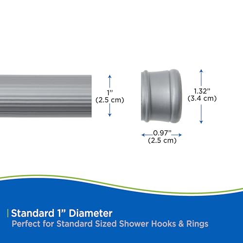 Kenney KN609L/13 Twist & Fit No Tools Spring Tension Standard Shower Curtain Rod with Non-Slip, Non-Scratch Ends, 42-72" Adjustable Length, Easy Install, Silver, 1" Diameter Rust Resistant Steel Tube - color: Silver