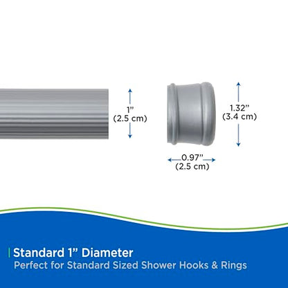 Kenney KN609L/13 Twist & Fit No Tools Spring Tension Standard Shower Curtain Rod with Non-Slip, Non-Scratch Ends, 42-72" Adjustable Length, Easy Install, Silver, 1" Diameter Rust Resistant Steel Tube - color: Silver