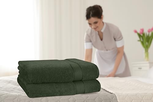 GLAMBURG 700 GSM Premium Cotton 2-Pack Oversized Extra Large Bath Sheet Set - 100% Combed Cotton - 2 Bath Sheets 35x70 - Luxury Hotel & Spa Quality - Durable Ultra Soft Highly Absorbent - Olive Green - color: Olive Green, size: 2 Pack 700 GSM Bathsheet