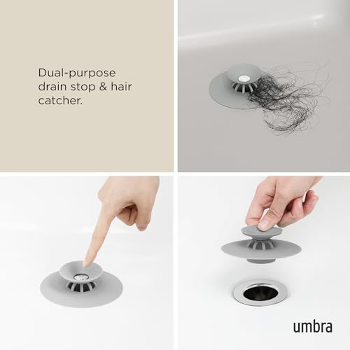 Umbra Flex Hair Catcher, Dual Purpose Shower Drain Stopper, 3-Inch, Grey - color: Gray