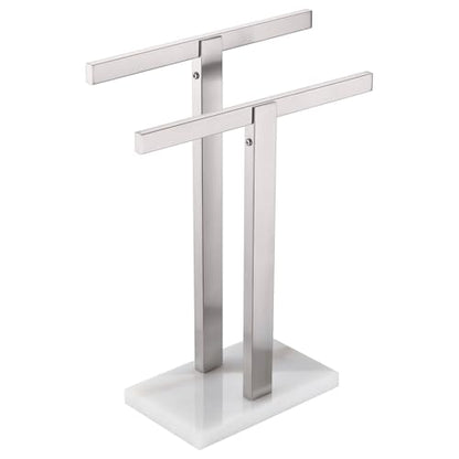 KOKOSIRI Hand Towel Holder Free-Standing Towel Racks with Marble Base for Bathroom Kitchen Vanity, Brushed Stainless Steel 15.7'' Height THS0001-SM-BR - color: Brushed Nickel, size: 2-Bar
