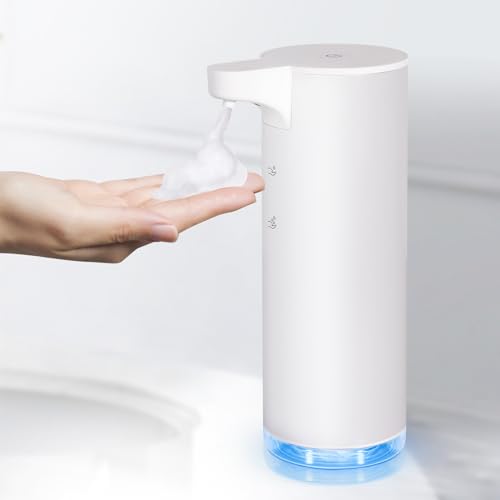 Automatic Soap Dispenser Foaming: Rechargeable Touchless Soap Dispenser Stainless Steel Foam Soap Dispenser for Bathroom Hand Soap Pump for Kitchen Xmas Gift, 9oz, White - color: White