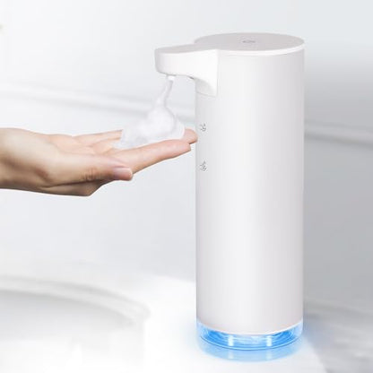 Automatic Soap Dispenser Foaming: Rechargeable Touchless Soap Dispenser Stainless Steel Foam Soap Dispenser for Bathroom Hand Soap Pump for Kitchen Xmas Gift, 9oz, White - color: White