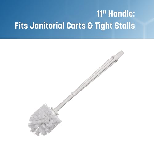 Sparta Flo-Pac Toilet Bowl Brush for Commercial Restrooms, Heavy Duty Toilet Brush with Plastic Handle for Bathrooms, 11 Inches, White