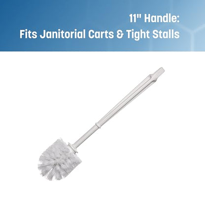 Sparta Flo-Pac Toilet Bowl Brush for Commercial Restrooms, Heavy Duty Toilet Brush with Plastic Handle for Bathrooms, 11 Inches, White