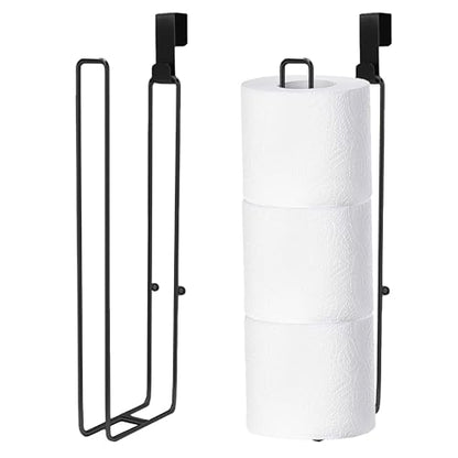 Black Toilet Paper Holder, Over The Tank Toilet Paper Roll Holder Wall Mount, Matte Black Camper Accessories Tissue Holder with Storage Extra 6 Roll Tissue, Small Bathroom Essential for New Home, 2Pcs - color: Black, 2pcs, 12.99in