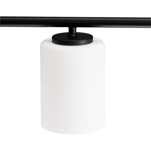 Replay Collection 4-Light Etched Glass Modern Bath Vanity Light Textured Black - color: Textured Black, size: 4-Light