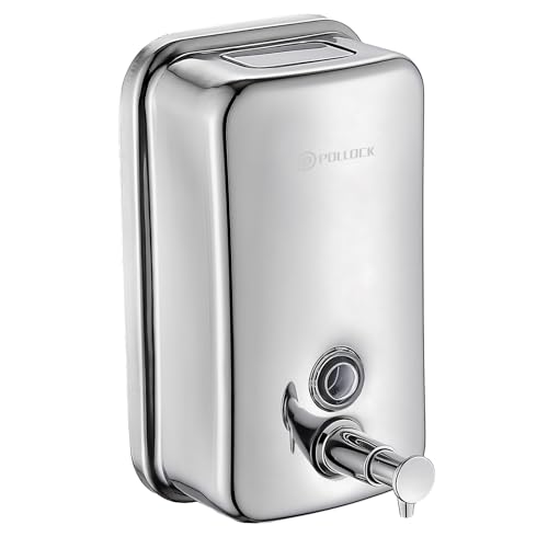 Pollock Commercial Soap Dispenser Wall Mounted 27oz,SUS304 Stainless Steel | Hand Soap Dsipenser Rust-Proof Leak Free 800ML,Manual Liquid Pump Soap Dispenser for Bathroom Kitchen Office - color: Blk-1618-800