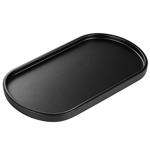 Luxspire 11.4" Oval Bathroom Tray for Countertop Organizer, Matte Black | M, non-slip waterproof resin, easy wipe clean, fits bath kitchen vanity, holds jewelry toiletries soap - color: Matte Black, style: Medium