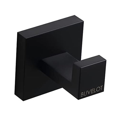BUVLEOT Bathroom Towel Robe Hook, Wall Mounted, Matte Black,Single,071010-MB Les Series - size: Single Robe Hook - Les Series