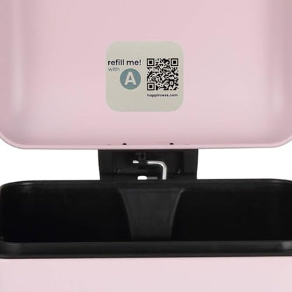 happimess Betty 8 Gal Step Trash Can Soft-Close Lid, Blush Pink | Removable Liner, Semi-Rectangular, Steel Pedal, Iron Powder Coated, 27" Height, Non-Skid Base - color: Blush Pink