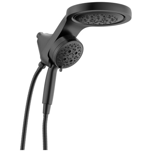Delta 6-Setting HydroRain Premium 2-in-1 Dual Shower Head with ProClean Spray, Matte Black High Pressure Shower Head with Handheld Spray, 1.75 GPM Flow Rate, Matte Black 56000-BL25 - color: Matte Black