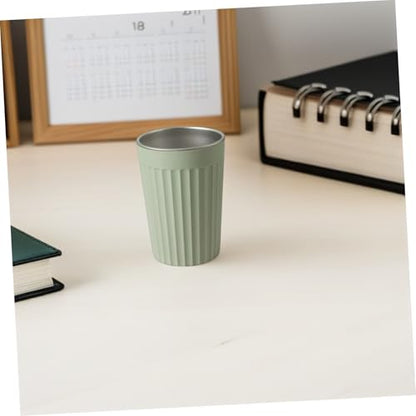 Textured Stainless Steel Toothbrush Cup Green Bathroom Tumbler Holder for Rinsing Stylish and Versatile Use in Home School Office