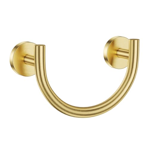 Brushed Gold Smiley Face Towel Ring Bathroom Hand Towel Holder Stainless Steel Wall-Mounted Bathroom Hardware Accessories Towel Rack - color: Brushed Gold