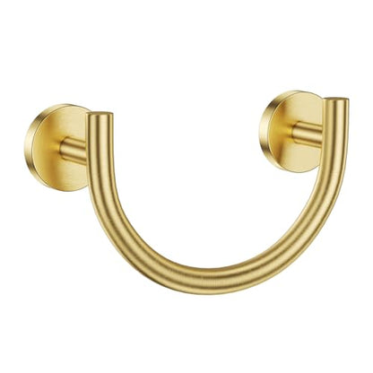 Brushed Gold Smiley Face Towel Ring Bathroom Hand Towel Holder Stainless Steel Wall-Mounted Bathroom Hardware Accessories Towel Rack - color: Brushed Gold
