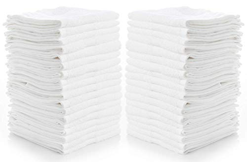 Simpli-Magic 79078 Cotton Washcloths, Pack of 24, 12” x 12”, White - color: White