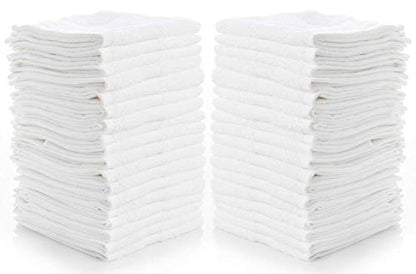 Simpli-Magic 79078 Cotton Washcloths, Pack of 24, 12” x 12”, White - color: White