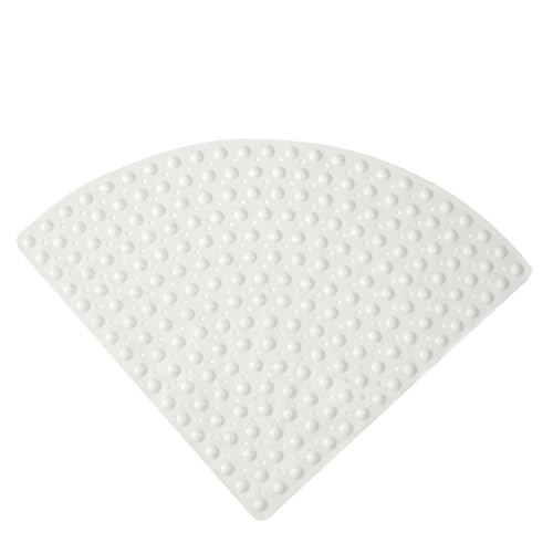 Mrcrypos Corner Shower Mats Non Slip 31 x 31 Inches for Inside Shower,White | Bath Mat with Suction Cups and Drain Holes,Quick Dry Bathmat Machine Washable Shower Stall Mats for Bathroom - color: White, size: 31" x 31" (Corner)