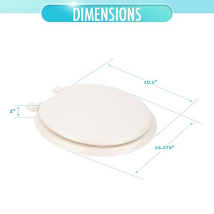 LDR 18.5 x 14.375 x 2 in. Round Molded Wood Toilet Seat 050 1066BS, Round Toilet Seat Replacement for Bathrooms, Durable Painted Finish, Easy Install Hardware, Bathroom Accessory for Home Improvement - color: Wood