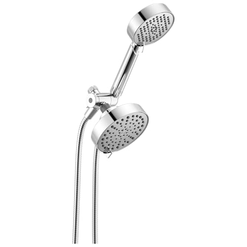 Delta Round 2-in-1 Dual Shower Head with 4-Setting HandHeld Spray, Chrome Detachable Double Shower Head with Hose, Showerhead, 1.75 GPM Flow Rate, Chrome 75756 - color: Chrome